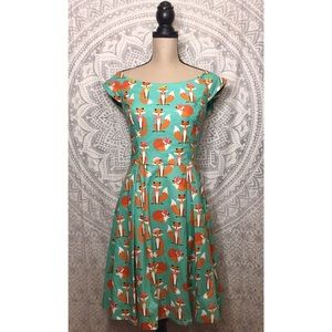 🦊 Fox Print Rockabilly Swing Dress 🦊